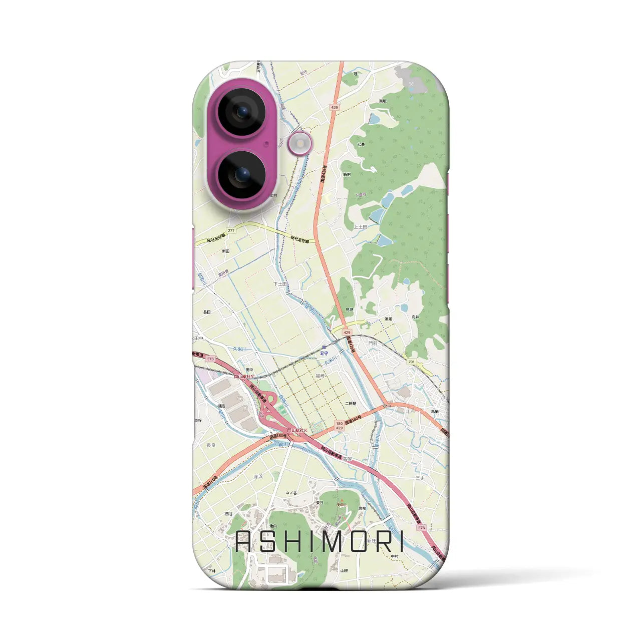 【足守（岡山県）】地図柄iPhoneケース（バックカバータイプ）