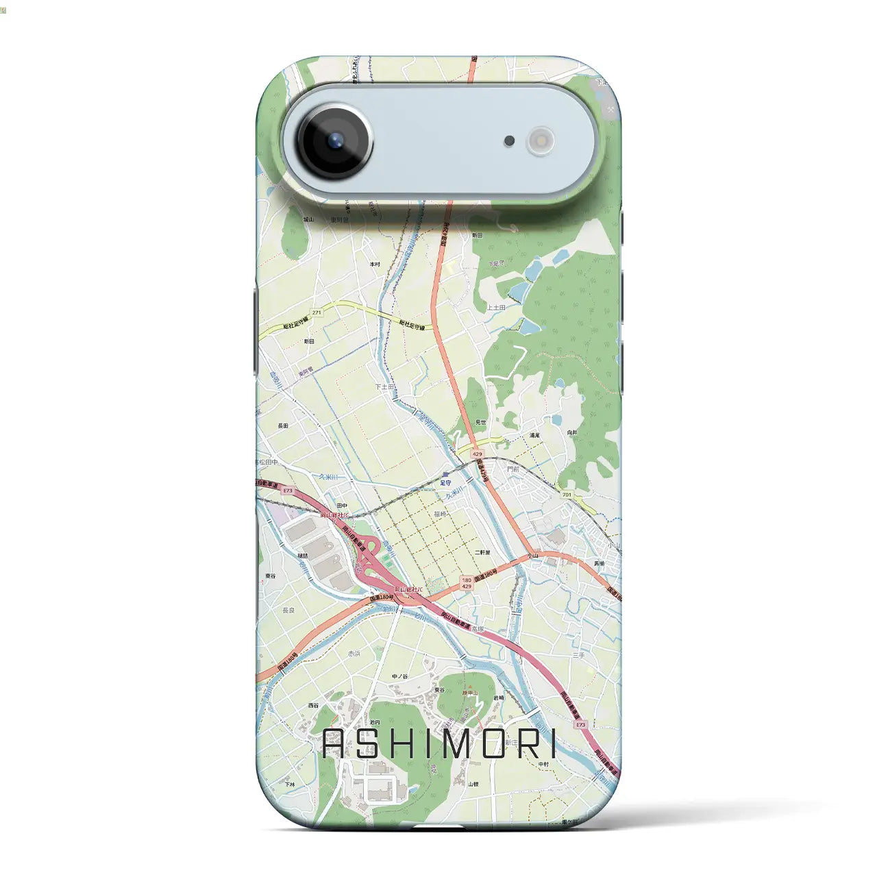 【足守（岡山県）】地図柄iPhoneケース（バックカバータイプ）