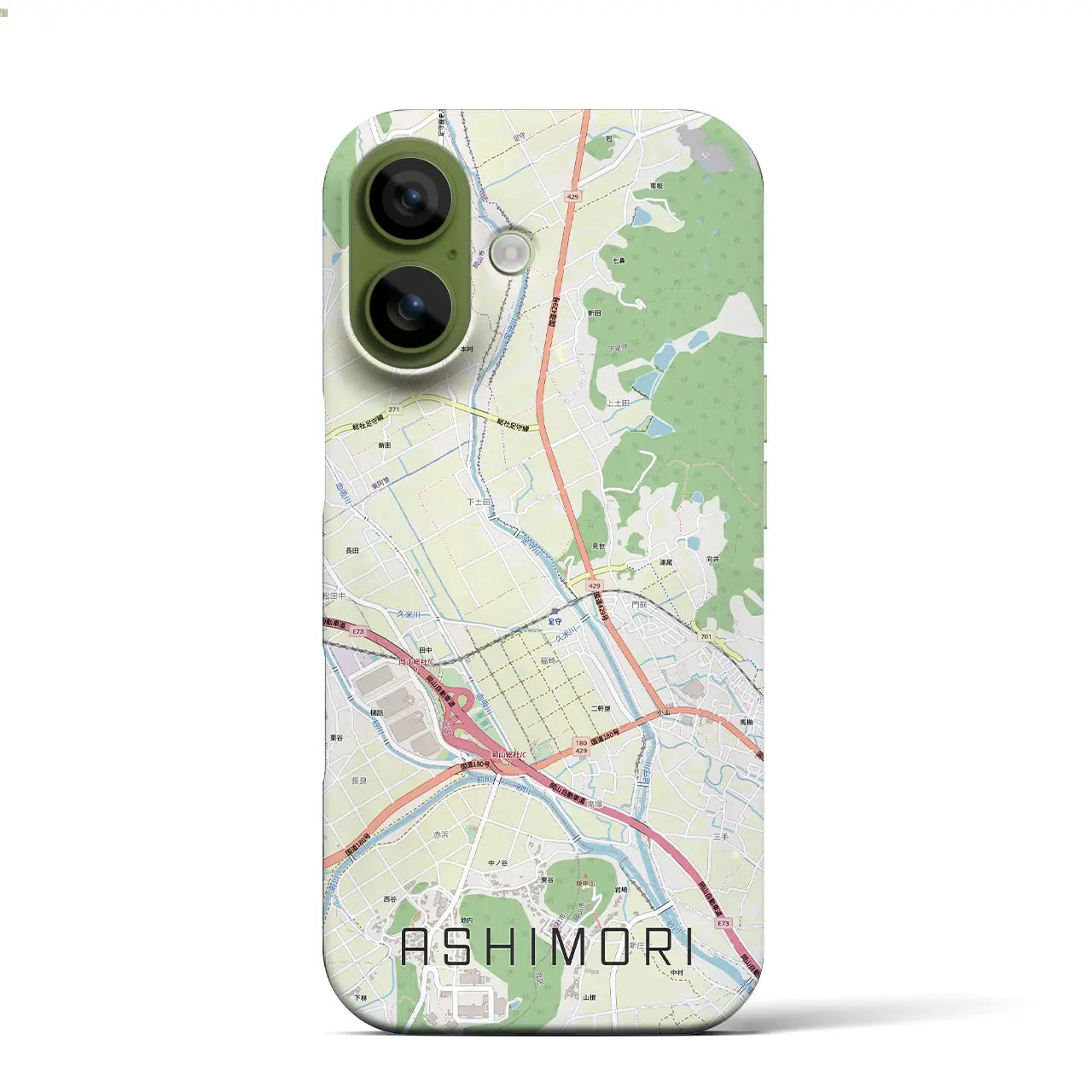 【足守（岡山県）】地図柄iPhoneケース（バックカバータイプ）