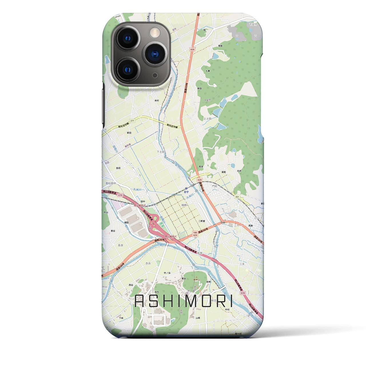【足守（岡山県）】地図柄iPhoneケース（バックカバータイプ）