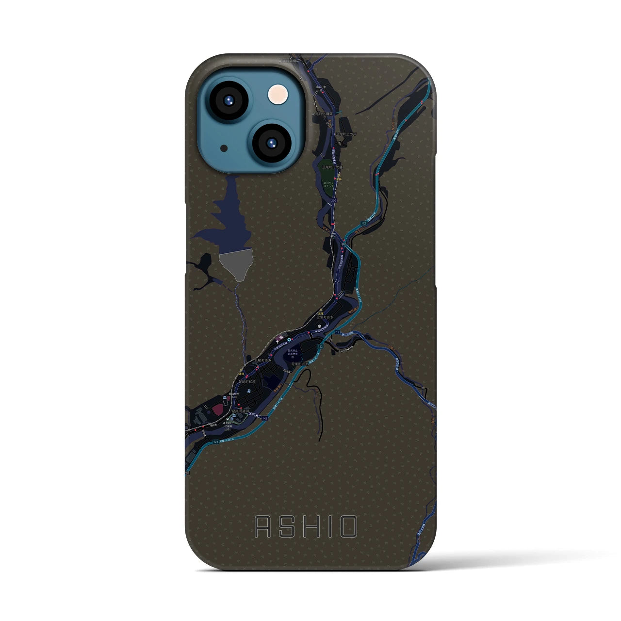 【足尾（栃木県）】地図柄iPhoneケース（バックカバータイプ）