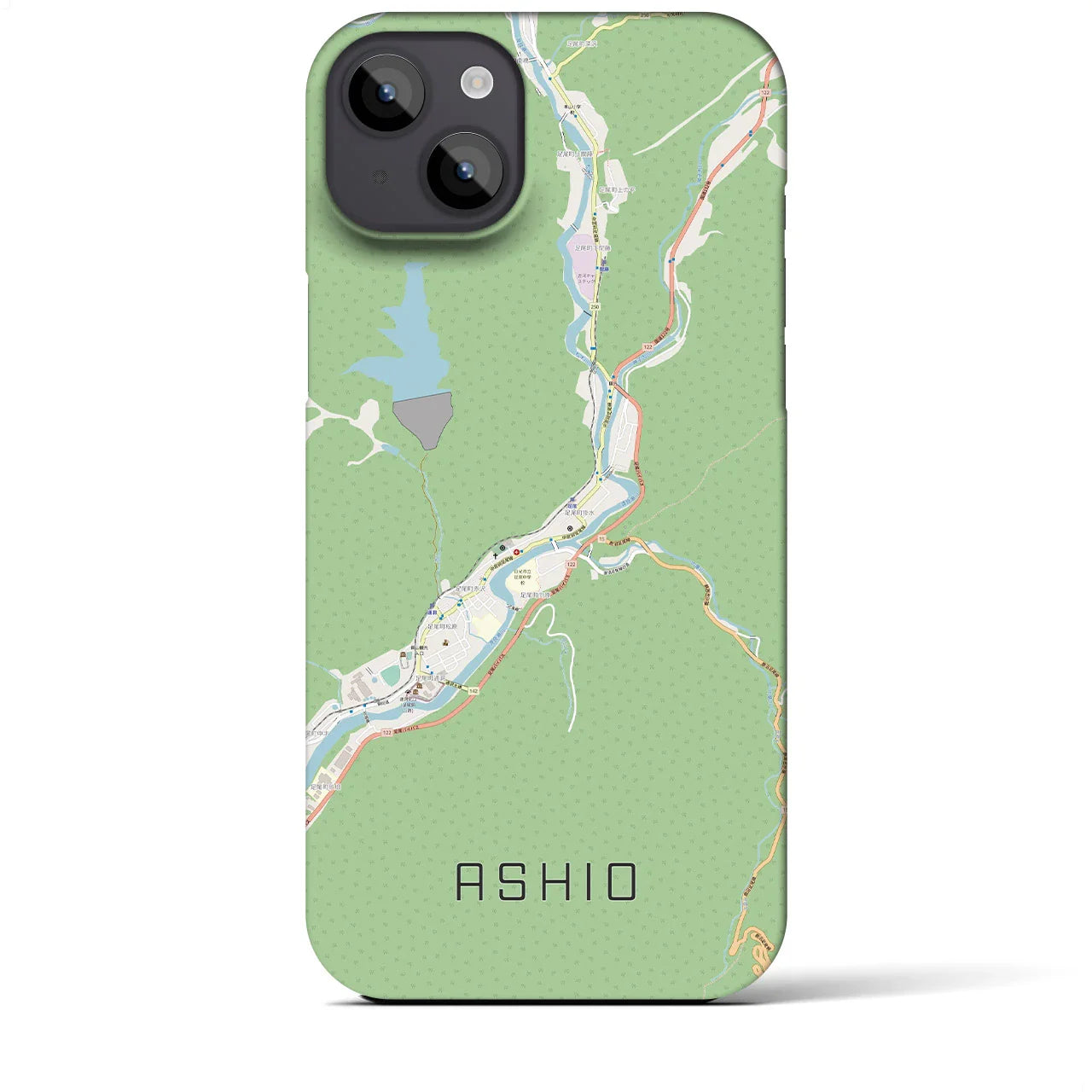 【足尾（栃木県）】地図柄iPhoneケース（バックカバータイプ）