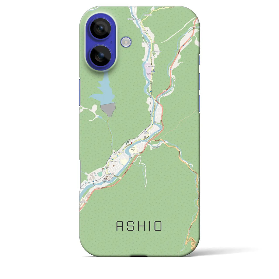 【足尾(栃木県)】地図柄iPhoneケース(バックカバータイプ)ブラック・iPhone 16 Pro Max 用