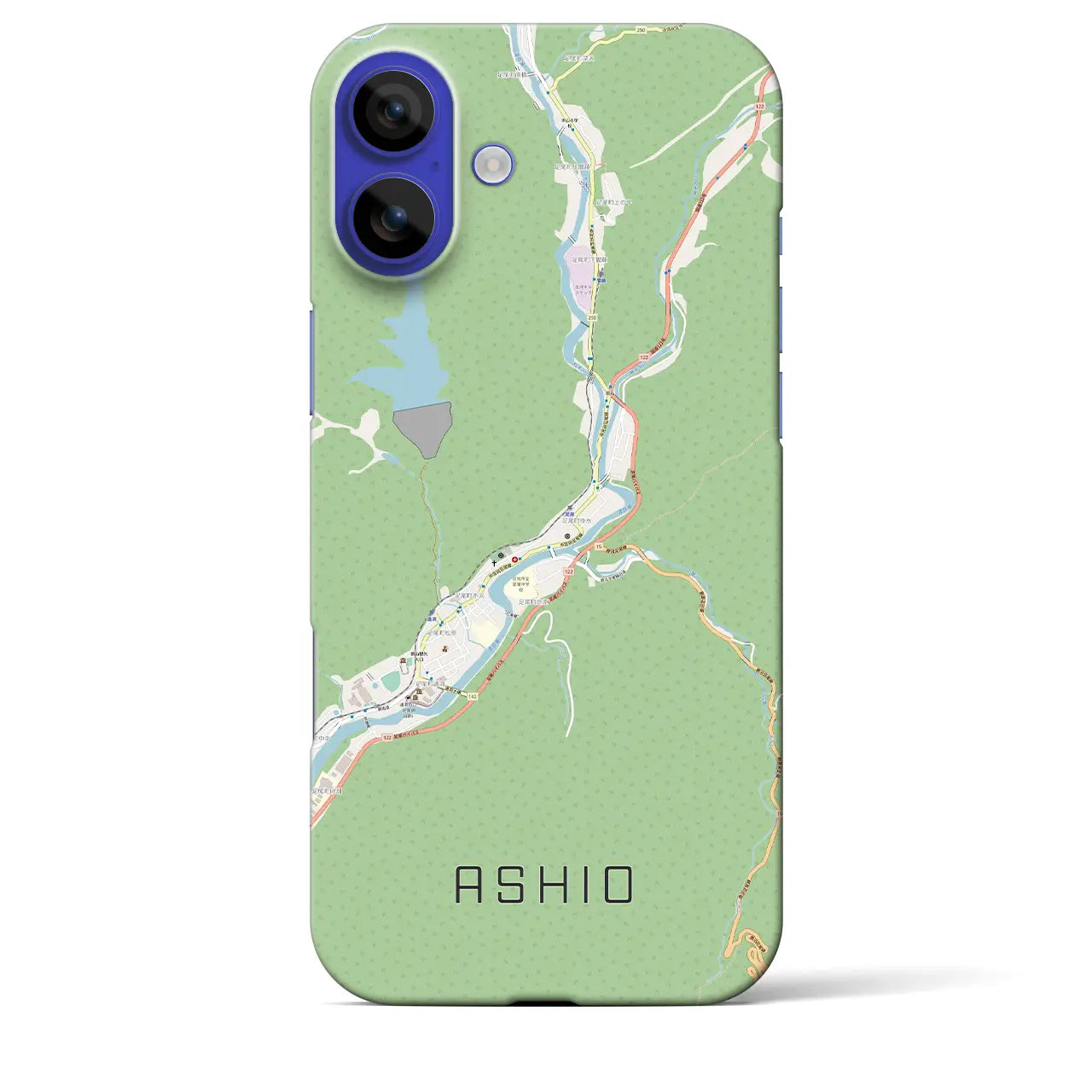 【足尾（栃木県）】地図柄iPhoneケース（バックカバータイプ）