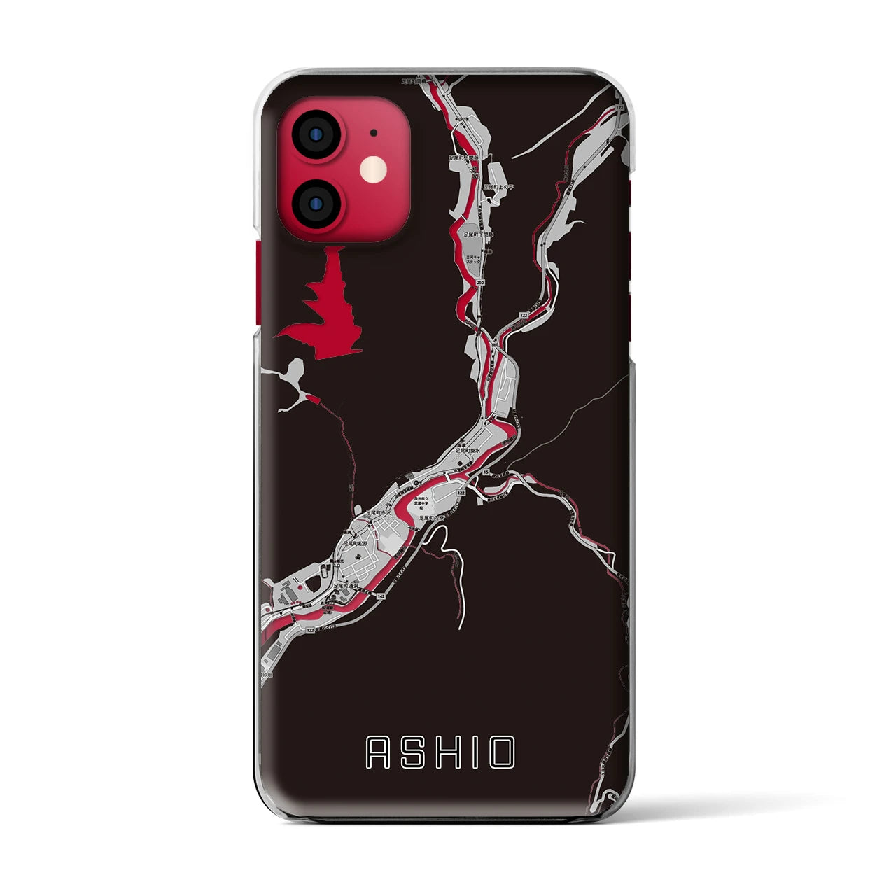 【足尾（栃木県）】地図柄iPhoneケース（クリアタイプ）