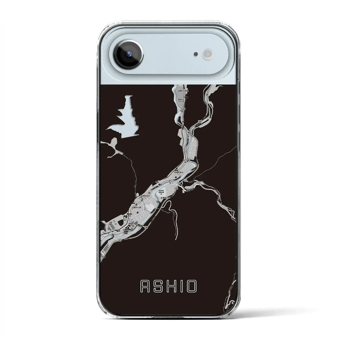 【足尾（栃木県）】地図柄iPhoneケース（クリアタイプ）モノトーン・iPhone 17 Pro Max 用
