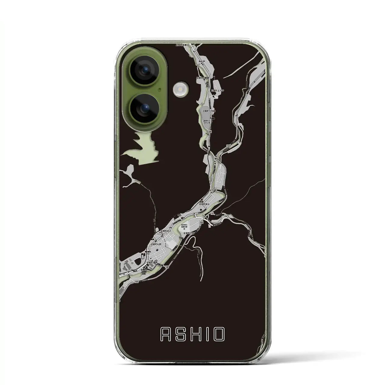 【足尾（栃木県）】地図柄iPhoneケース（クリアタイプ）