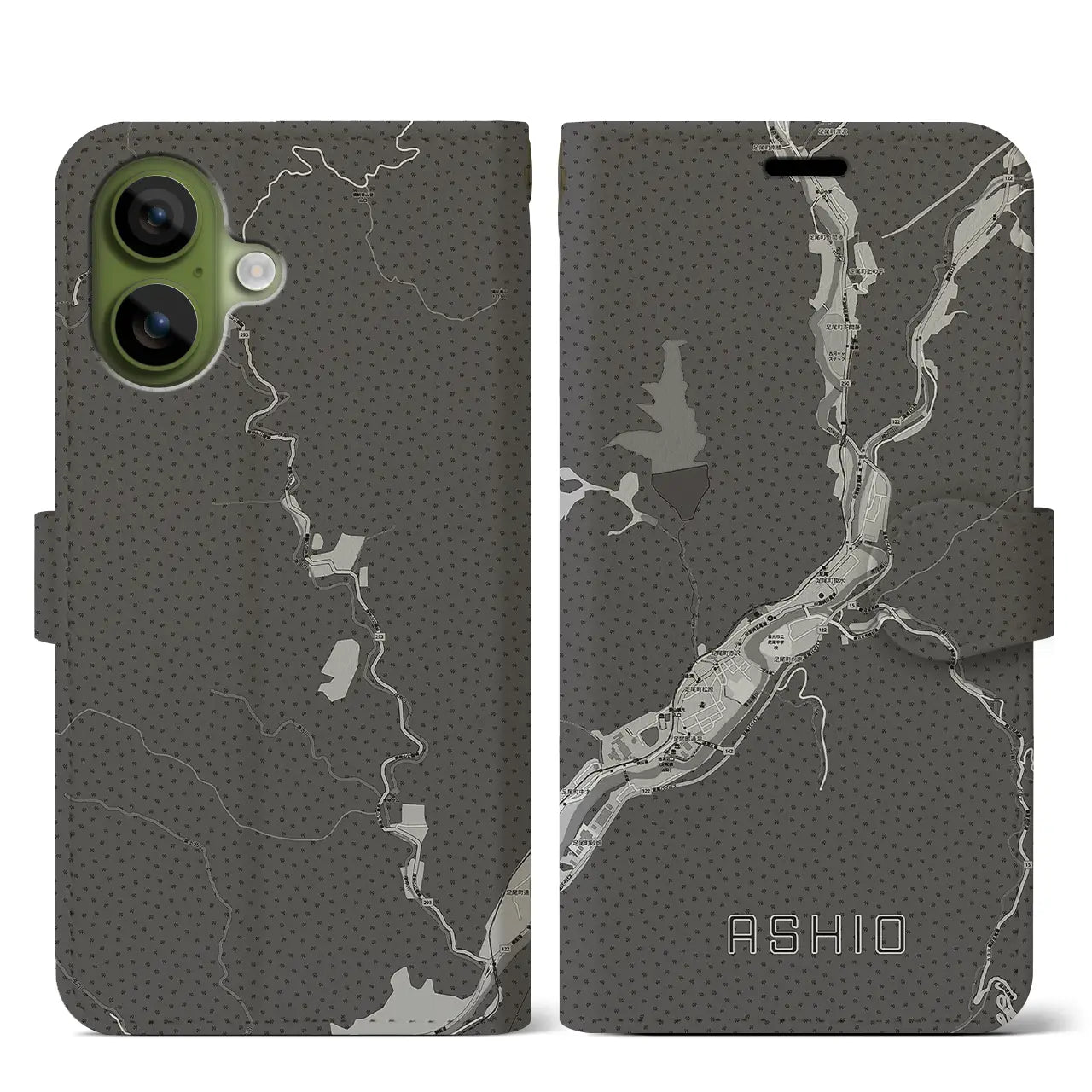 【足尾（栃木県）】地図柄iPhoneケース（手帳タイプ）