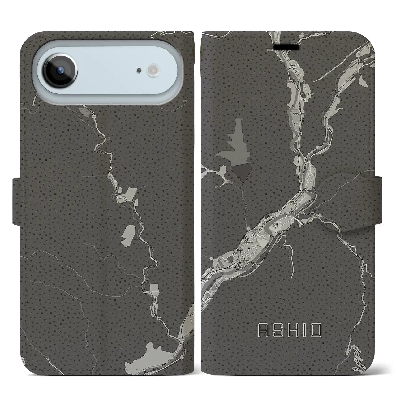 【足尾（栃木県）】地図柄iPhoneケース（手帳タイプ）