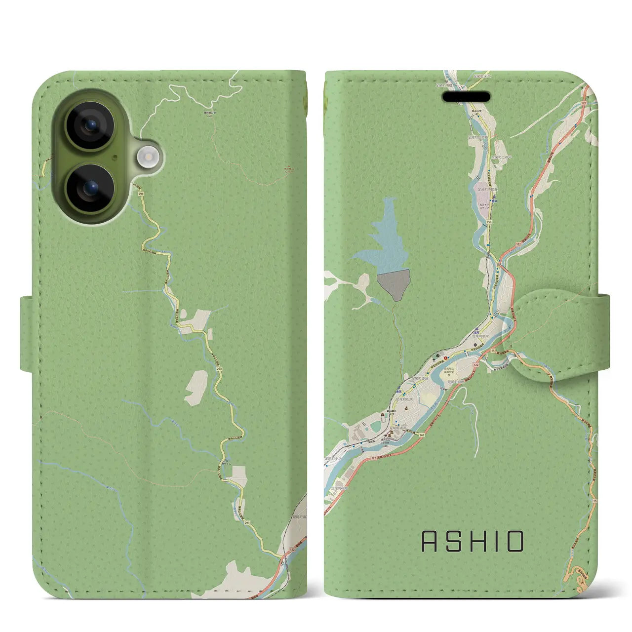 【足尾（栃木県）】地図柄iPhoneケース（手帳タイプ）