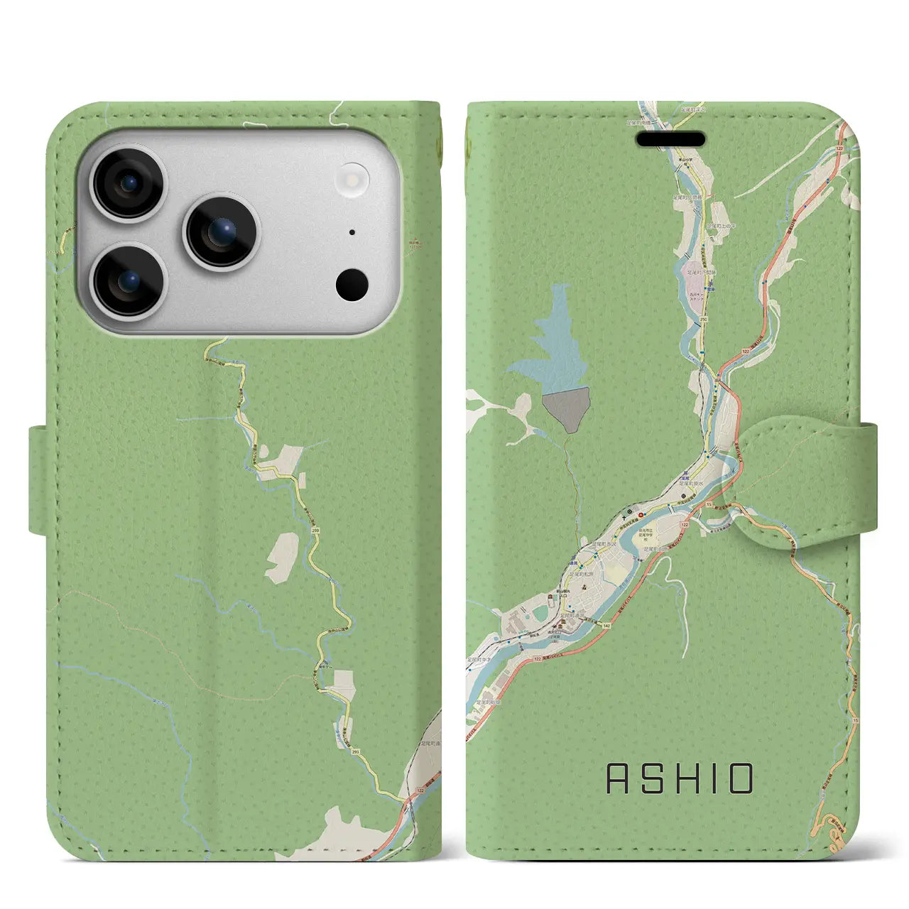 【足尾（栃木県）】地図柄iPhoneケース（手帳タイプ）