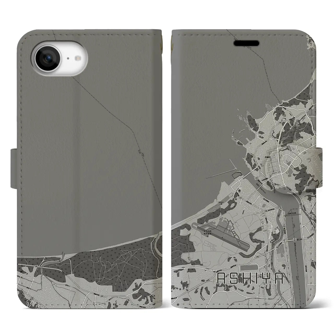【芦屋（福岡県）】地図柄iPhoneケース（手帳タイプ）
