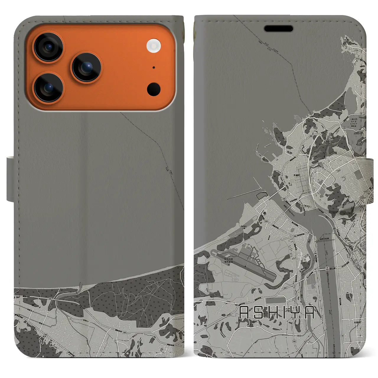 【芦屋（福岡県）】地図柄iPhoneケース（手帳タイプ）