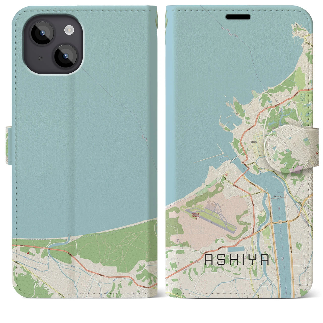 【芦屋（福岡県）】地図柄iPhoneケース（手帳タイプ）