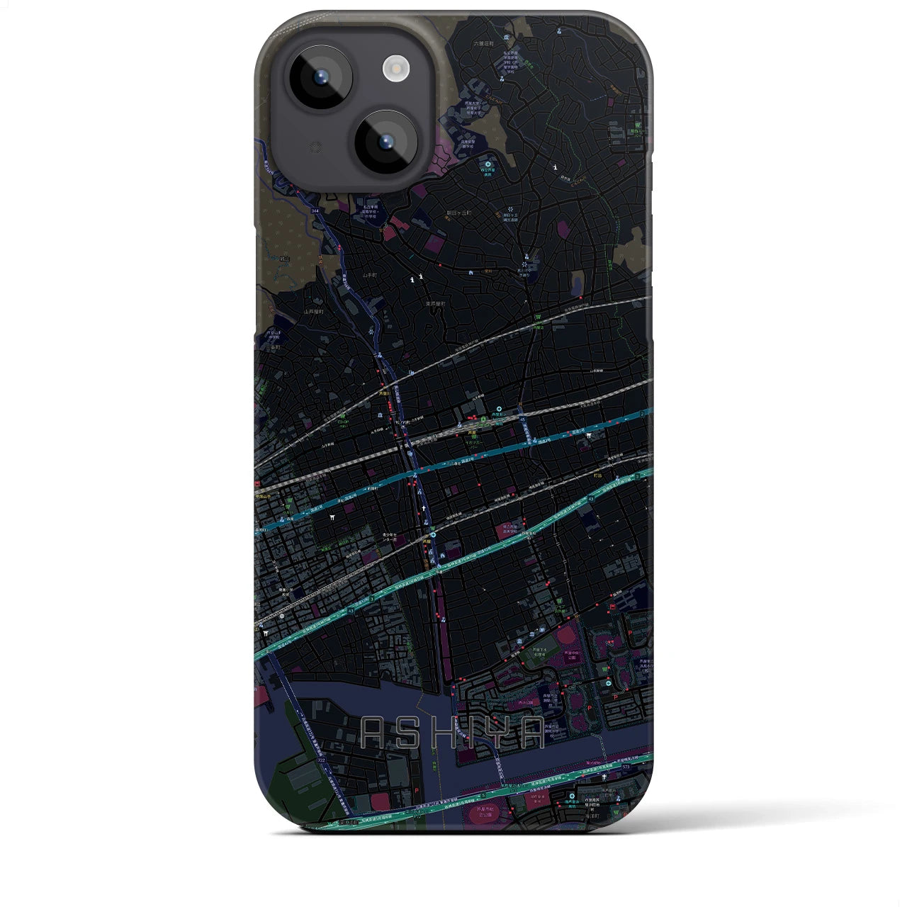 【芦屋（兵庫県）】地図柄iPhoneケース（バックカバータイプ）