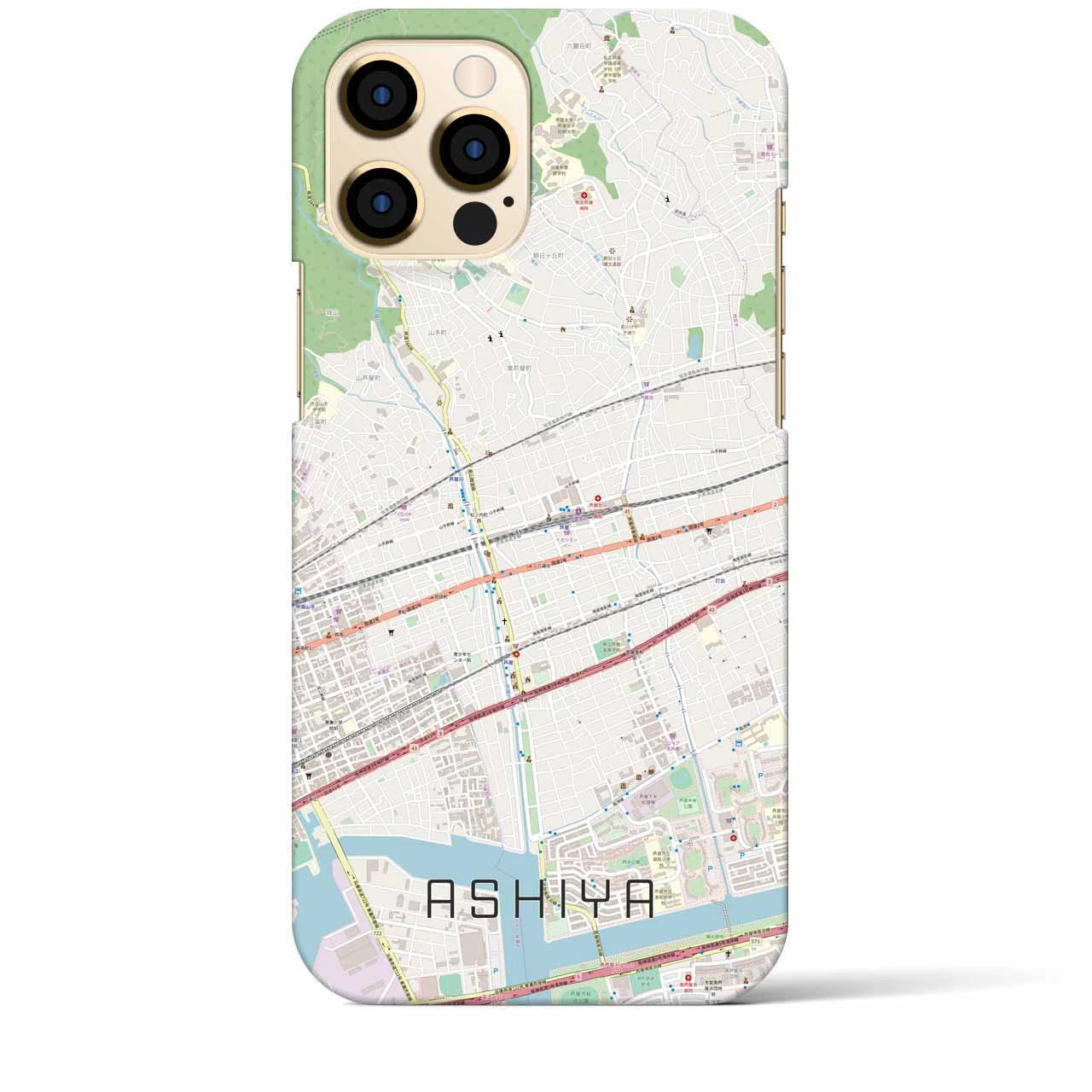 【芦屋（兵庫県）】地図柄iPhoneケース（バックカバータイプ）