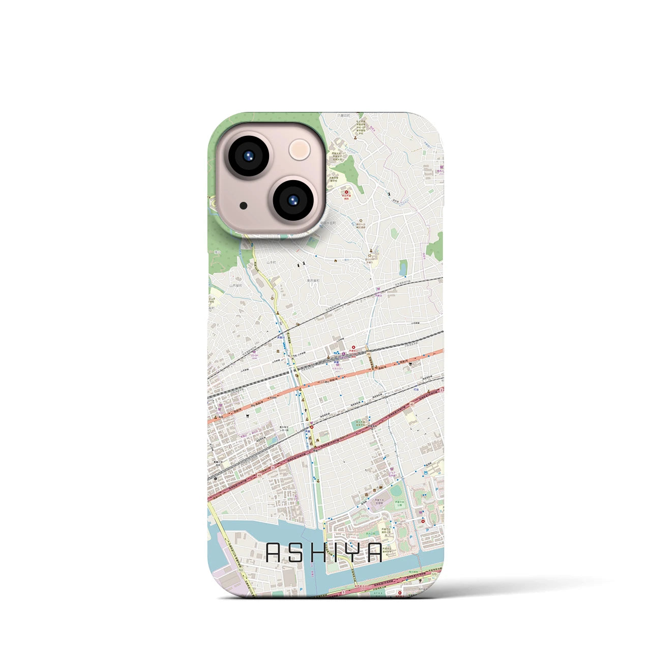 【芦屋（兵庫県）】地図柄iPhoneケース（バックカバータイプ）