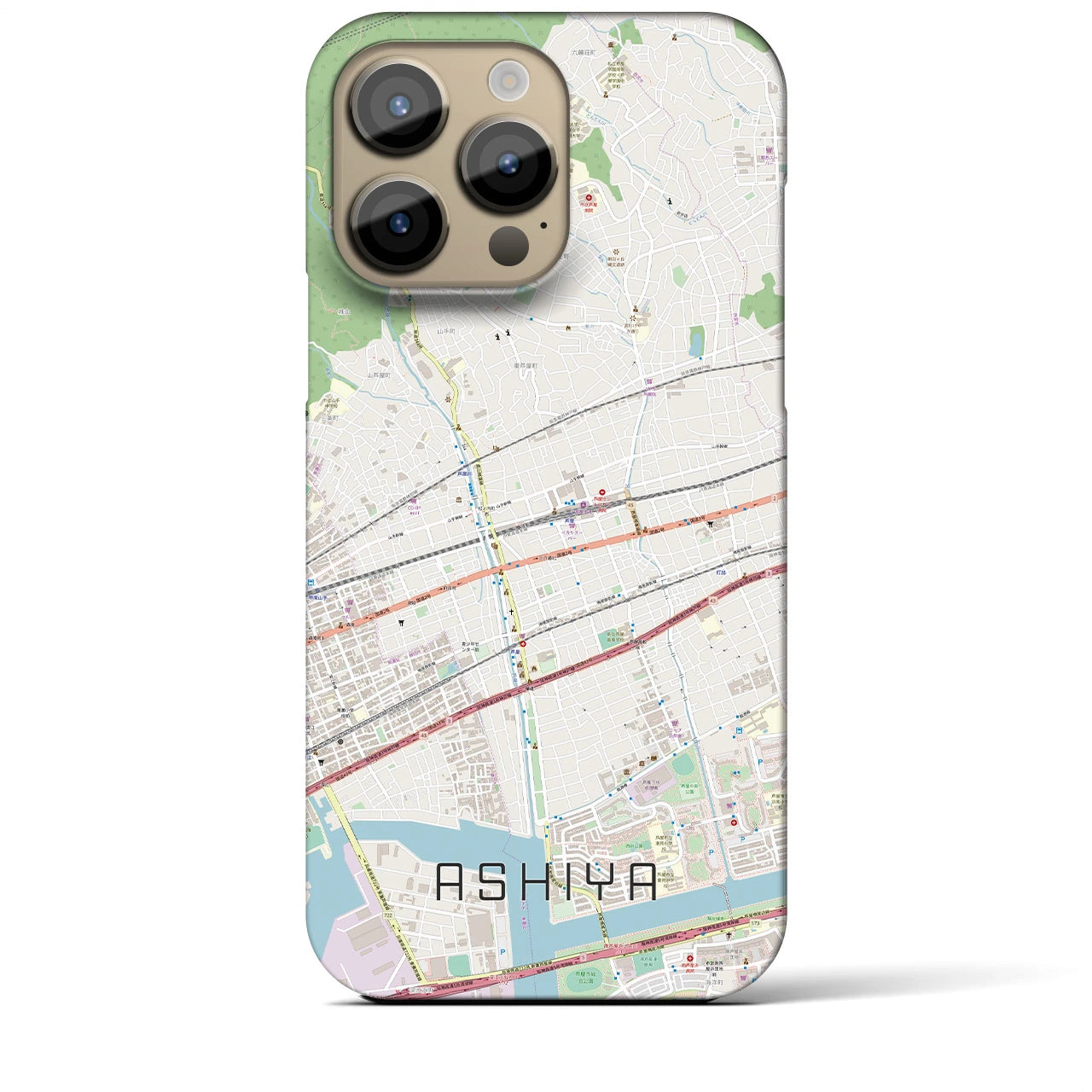 【芦屋（兵庫県）】地図柄iPhoneケース（バックカバータイプ）