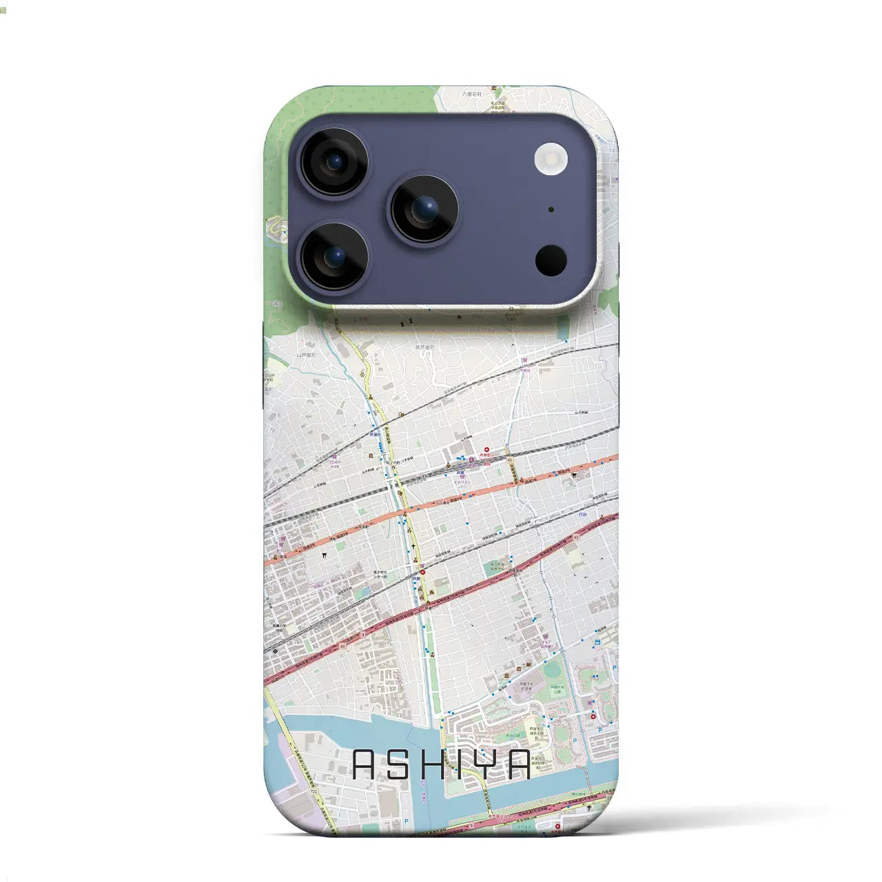 【芦屋（兵庫県）】地図柄iPhoneケース（バックカバータイプ）