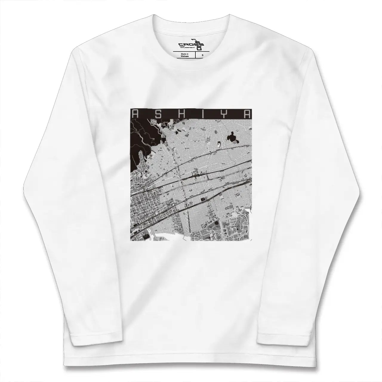 【芦屋（兵庫県）】地図柄ロングスリーブTシャツ