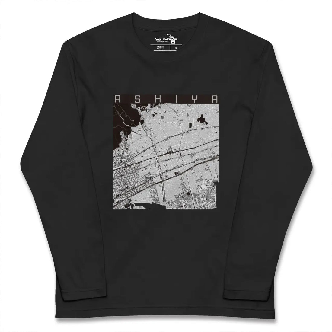 【芦屋（兵庫県）】地図柄ロングスリーブTシャツ