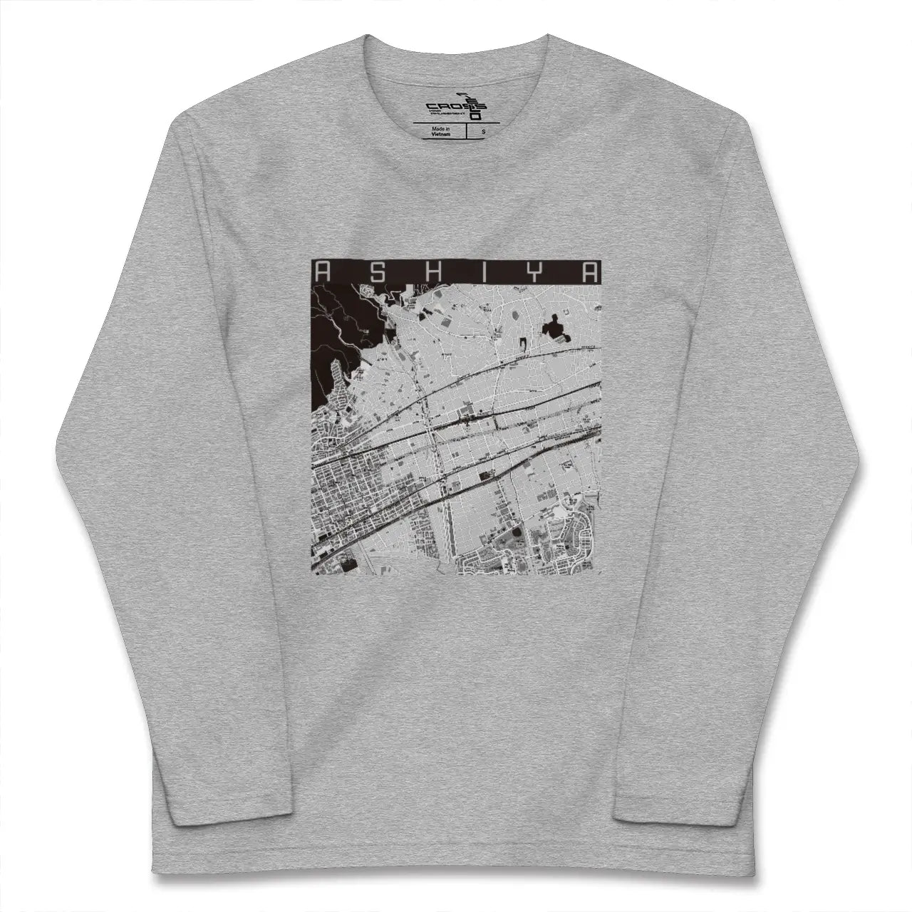 【芦屋（兵庫県）】地図柄ロングスリーブTシャツ