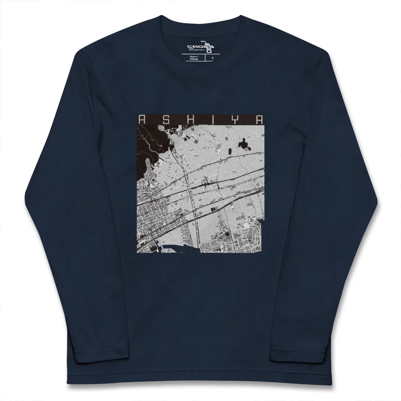 【芦屋（兵庫県）】地図柄ロングスリーブTシャツ