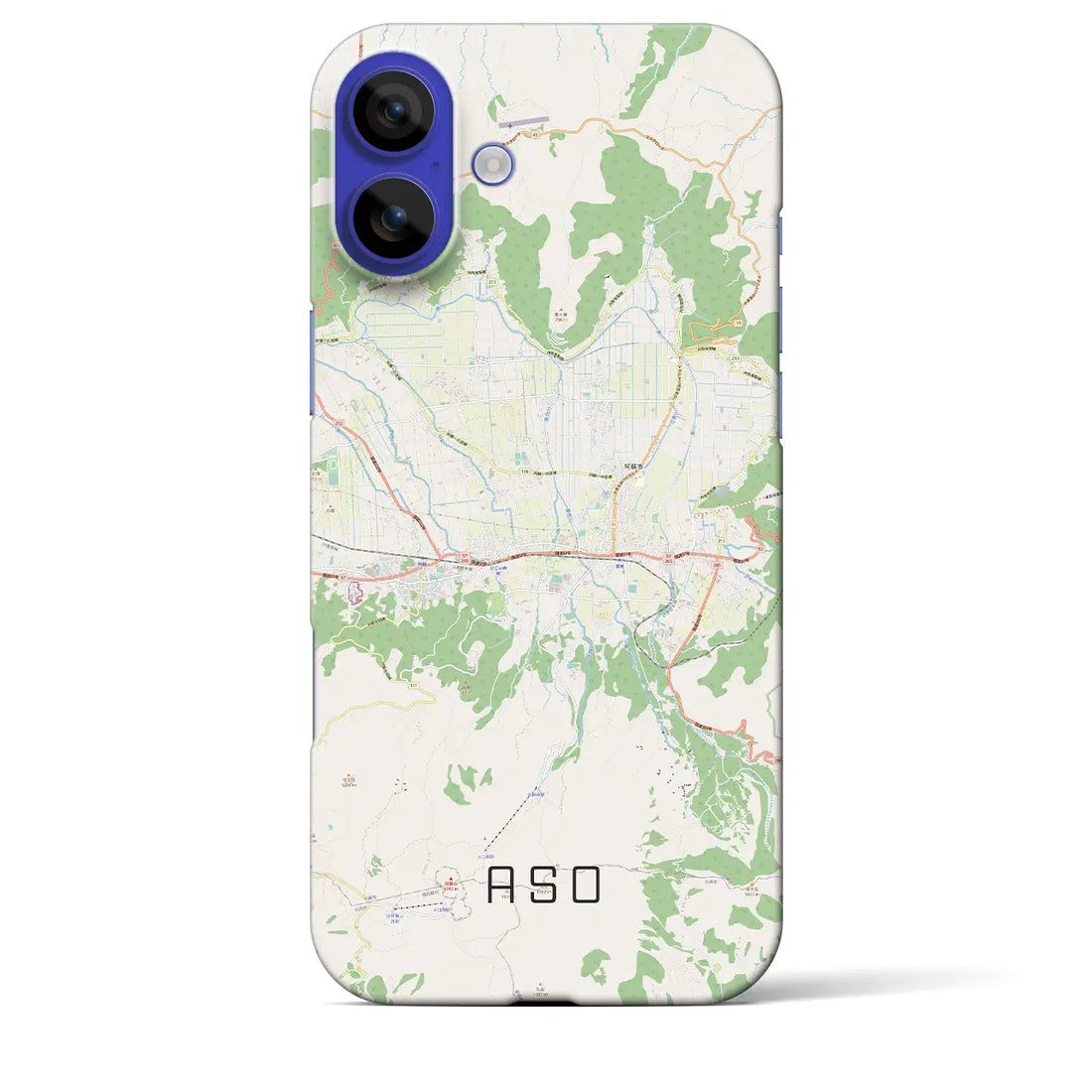 【阿蘇2(熊本県)】地図柄iPhoneケース(バックカバータイプ)ブラック・iPhone 16 Pro Max 用