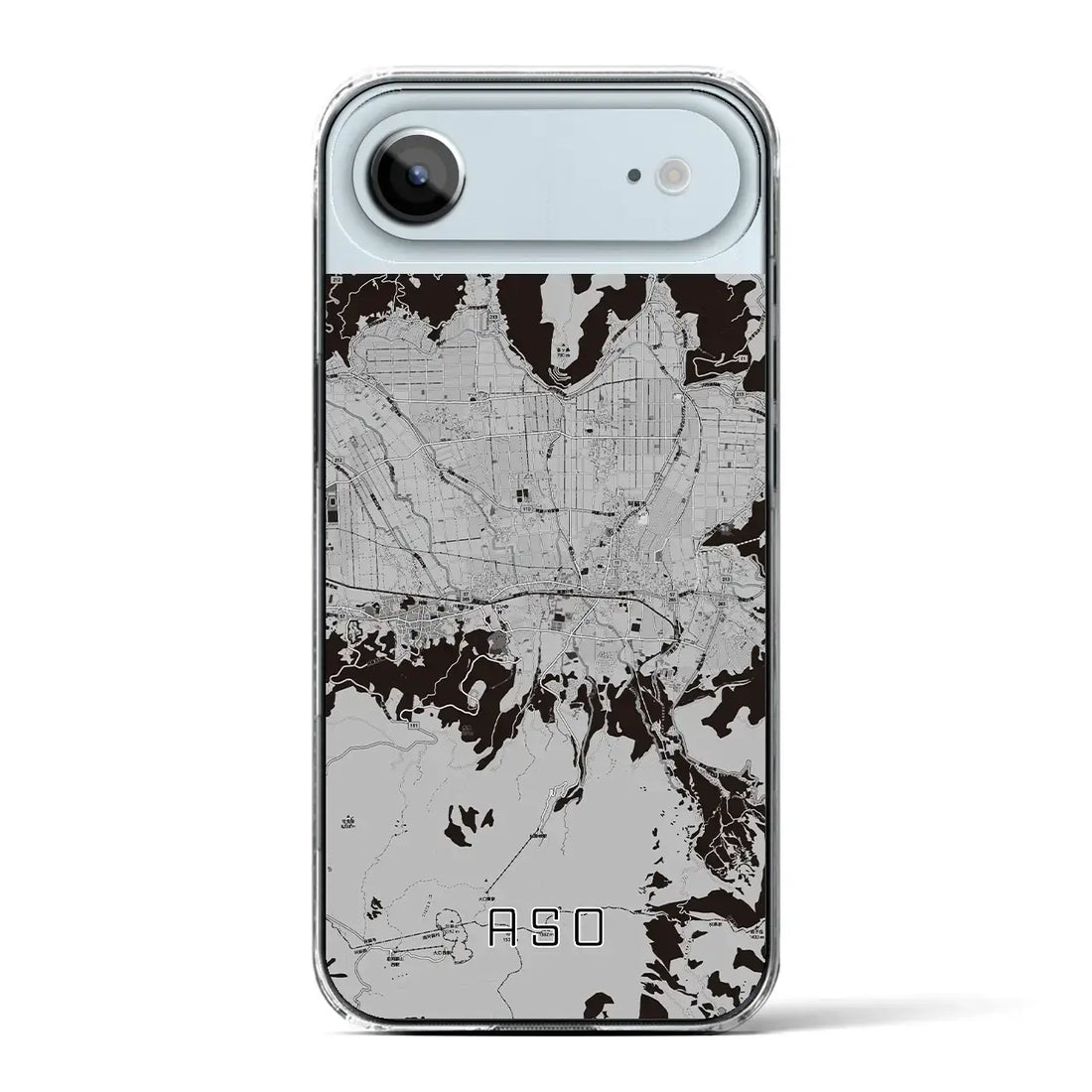 【阿蘇2(熊本県)】地図柄iPhoneケース(クリアタイプ)モノトーン・iPhone 17 Pro Max 用