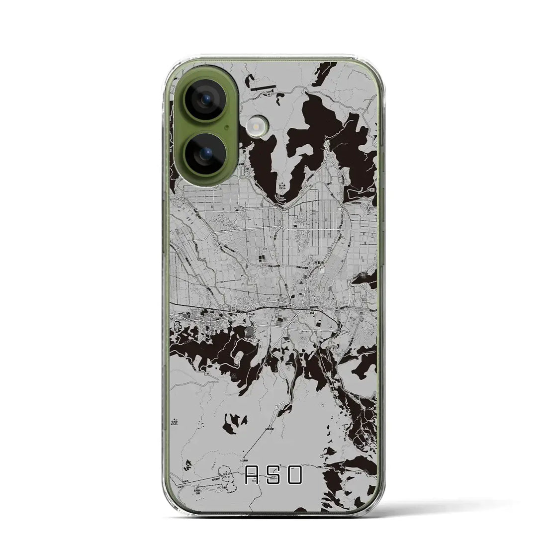 【阿蘇2（熊本県）】地図柄iPhoneケース（クリアタイプ）モノトーン・iPhone 17 Pro Max 用