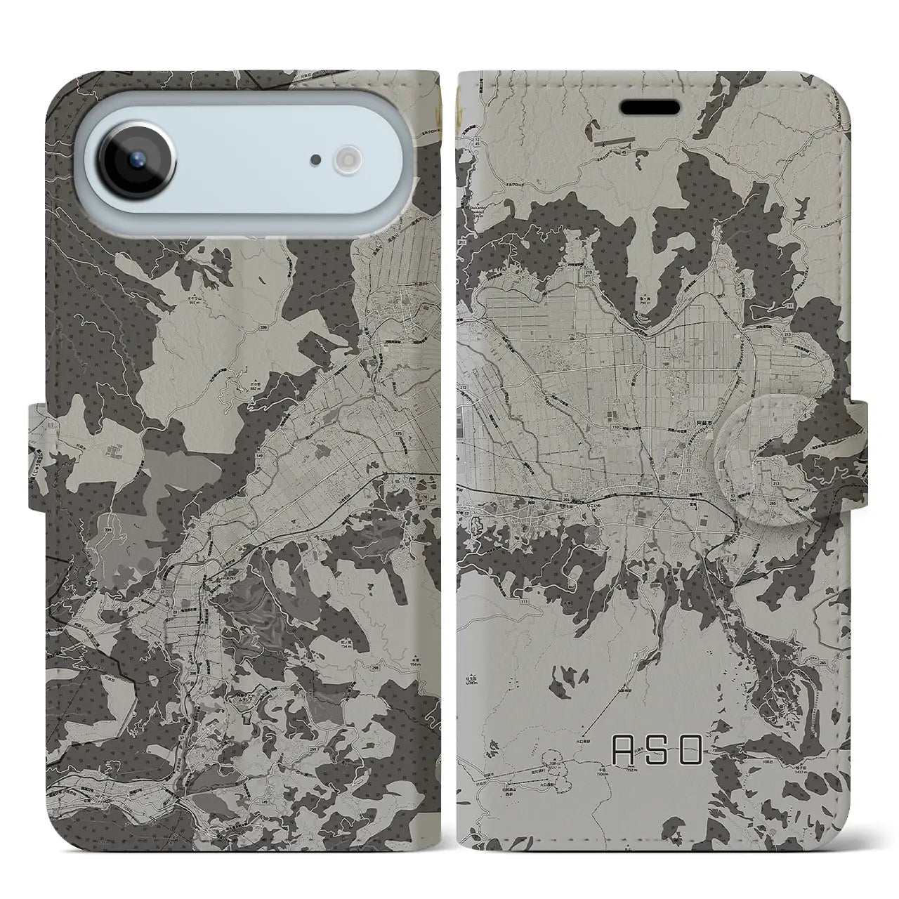 【阿蘇2（熊本県）】地図柄iPhoneケース（手帳タイプ）