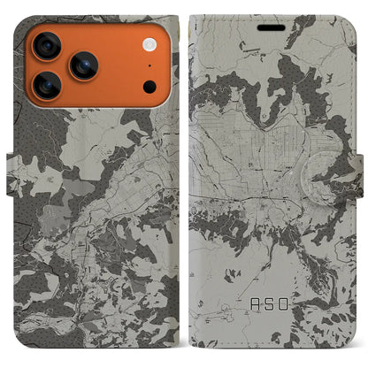 【阿蘇2（熊本県）】地図柄iPhoneケース（手帳タイプ）