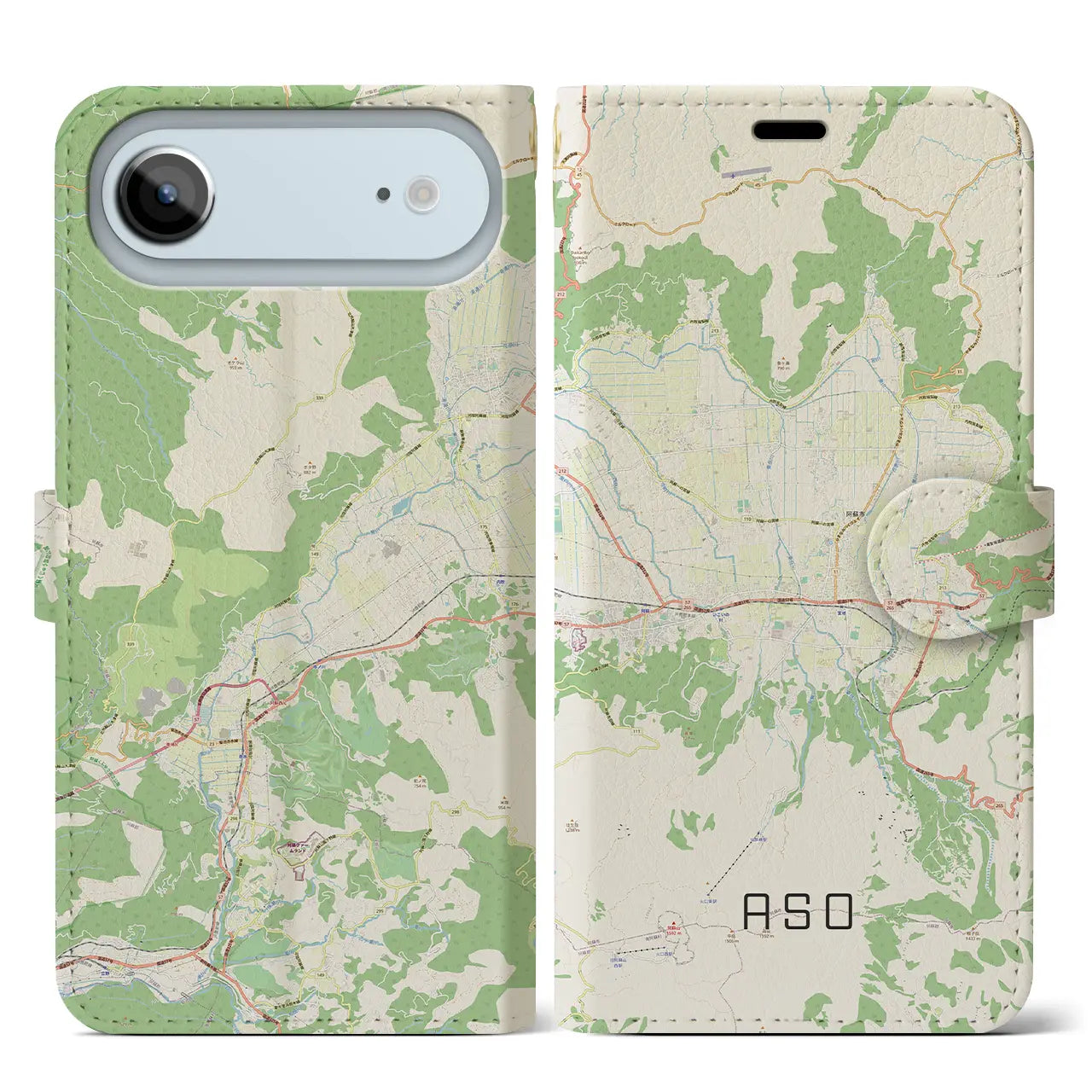 【阿蘇2（熊本県）】地図柄iPhoneケース（手帳タイプ）