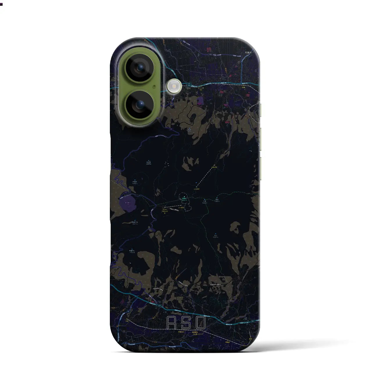 【阿蘇（熊本県）】地図柄iPhoneケース（バックカバータイプ）