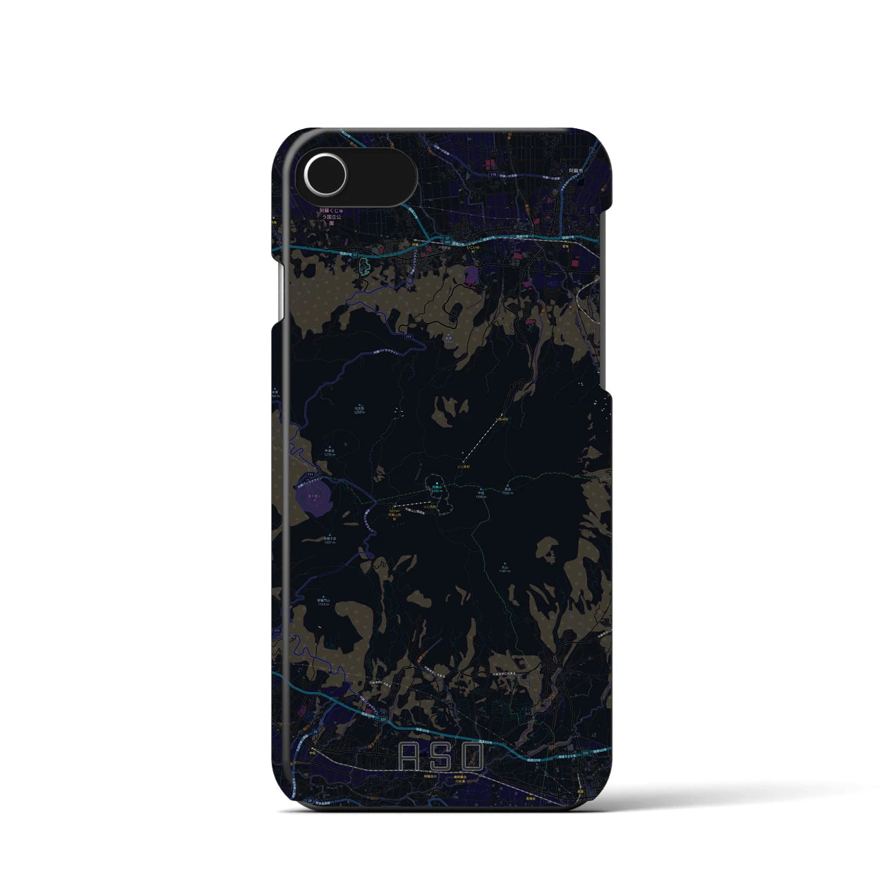 【阿蘇（熊本県）】地図柄iPhoneケース（バックカバータイプ）