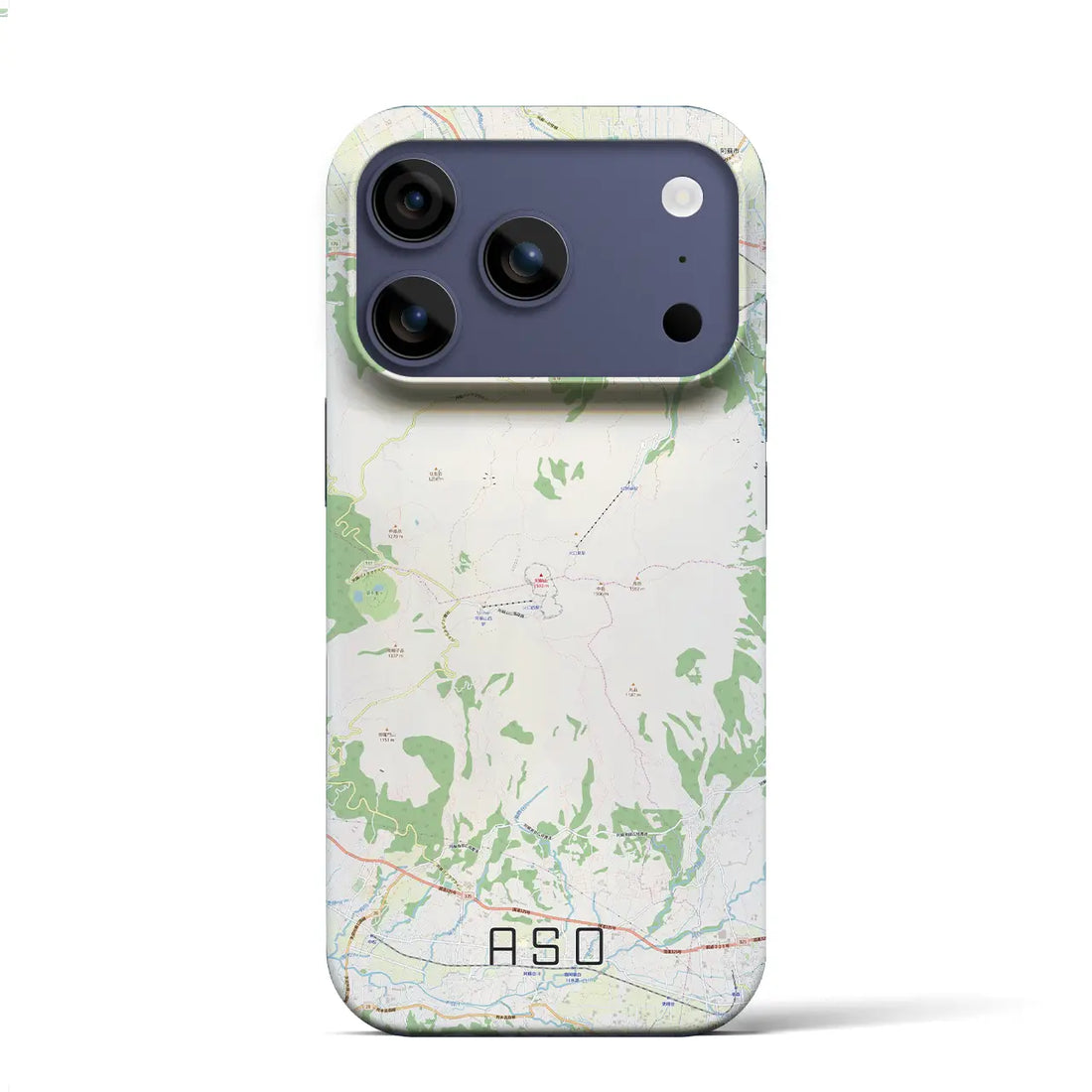 【阿蘇(熊本県)】地図柄iPhoneケース(バックカバータイプ)ブラック・iPhone 17 Pro Max 用