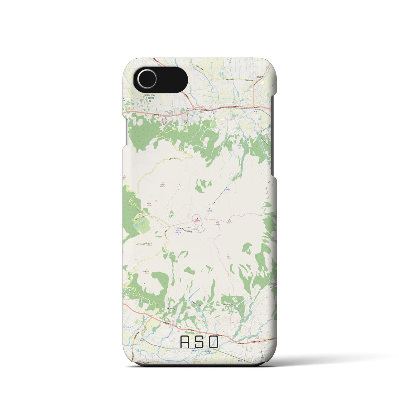 【阿蘇（熊本県）】地図柄iPhoneケース（バックカバータイプ）