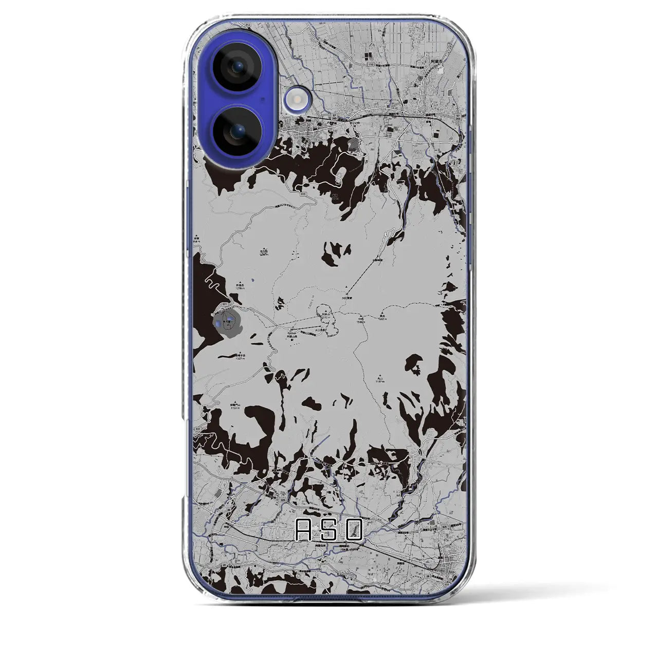 【阿蘇（熊本県）】地図柄iPhoneケース（クリアタイプ）