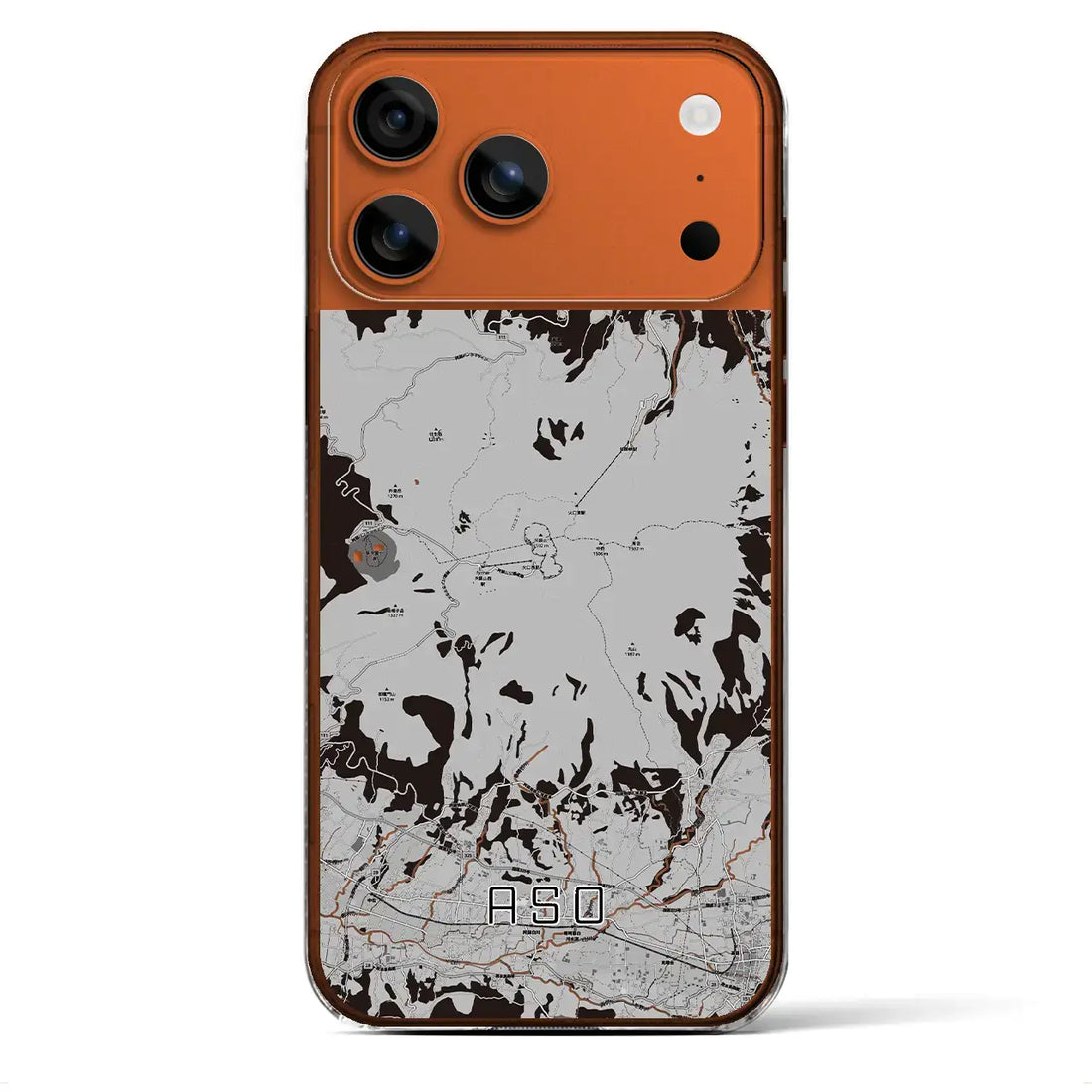 【阿蘇(熊本県)】地図柄iPhoneケース(クリアタイプ)モノトーン・iPhone 17 Pro Max 用