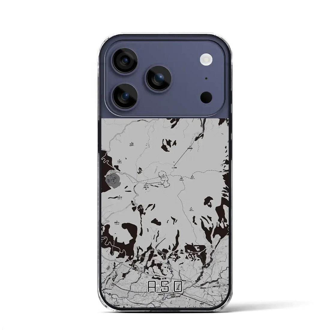 【阿蘇(熊本県)】地図柄iPhoneケース(クリアタイプ)モノトーン・iPhone 17 Pro Max 用