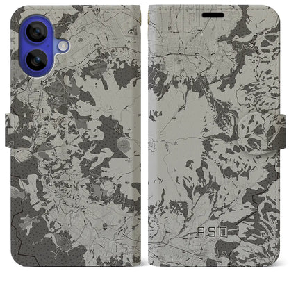 【阿蘇（熊本県）】地図柄iPhoneケース（手帳タイプ）モノトーン・iPhone 16 Pro Max 用