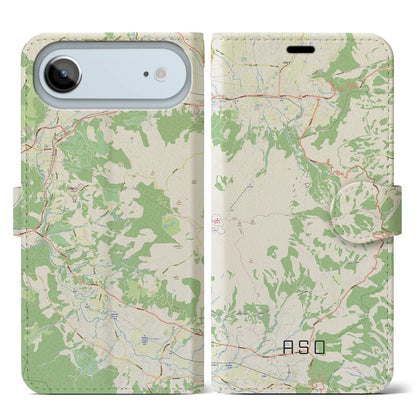 【阿蘇（熊本県）】地図柄iPhoneケース（手帳タイプ）