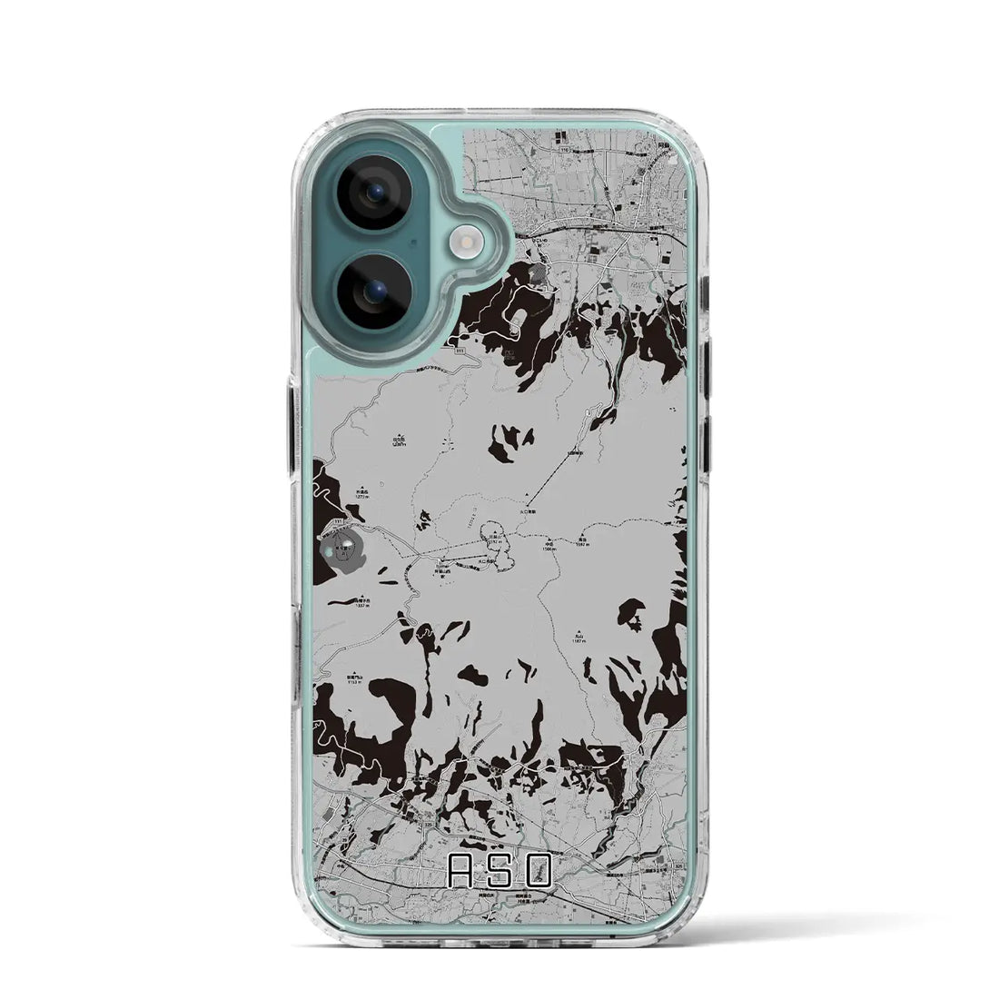 【阿蘇(熊本県)】地図柄iPhoneケース(MagSafeタイプ)モノトーン・iPhone 16 Pro 用