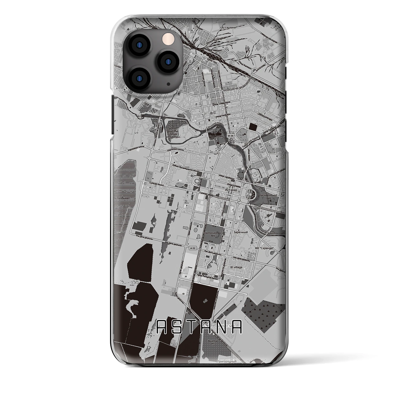 【アスタナ（カザフスタン）】地図柄iPhoneケース（クリアタイプ）