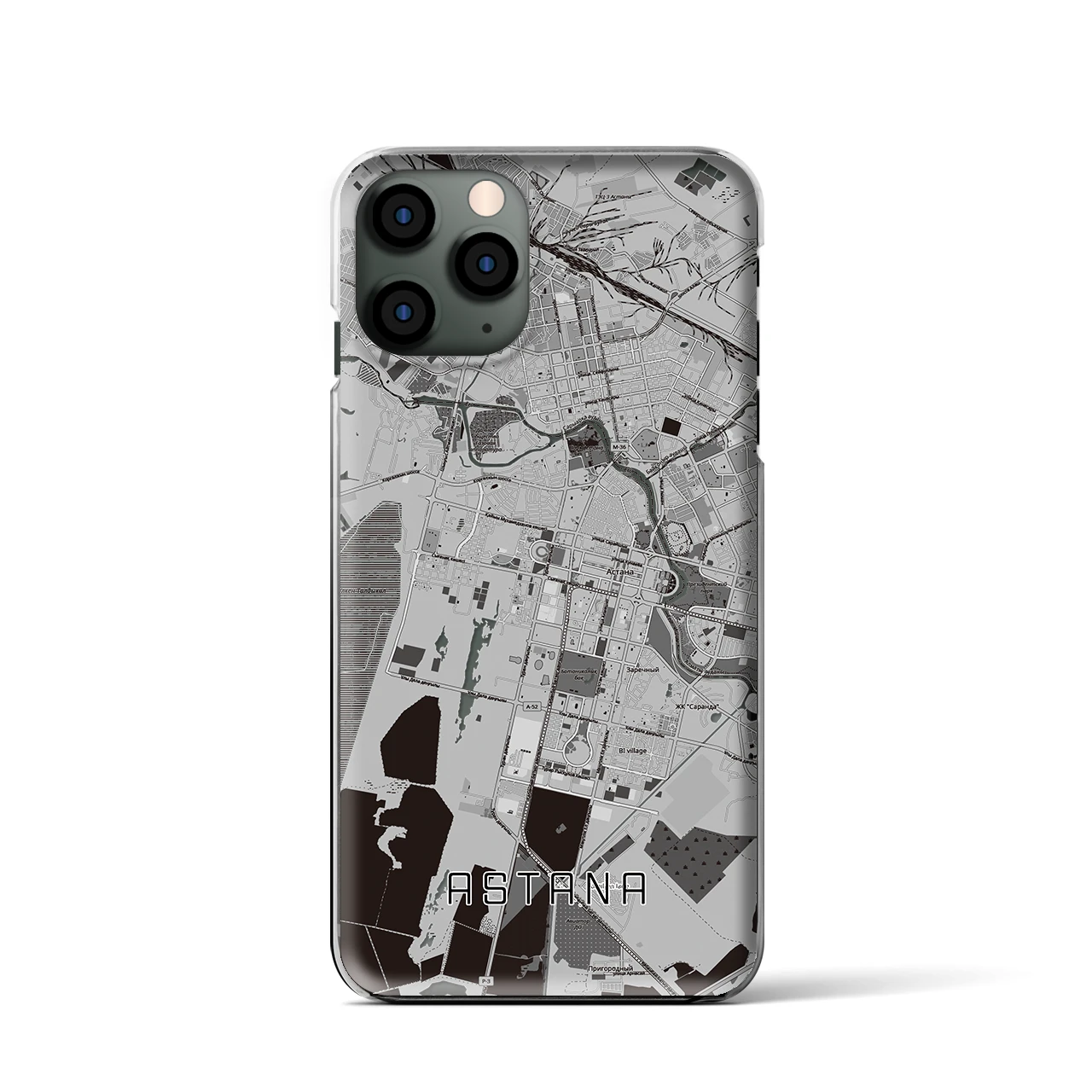 【アスタナ（カザフスタン）】地図柄iPhoneケース（クリアタイプ）