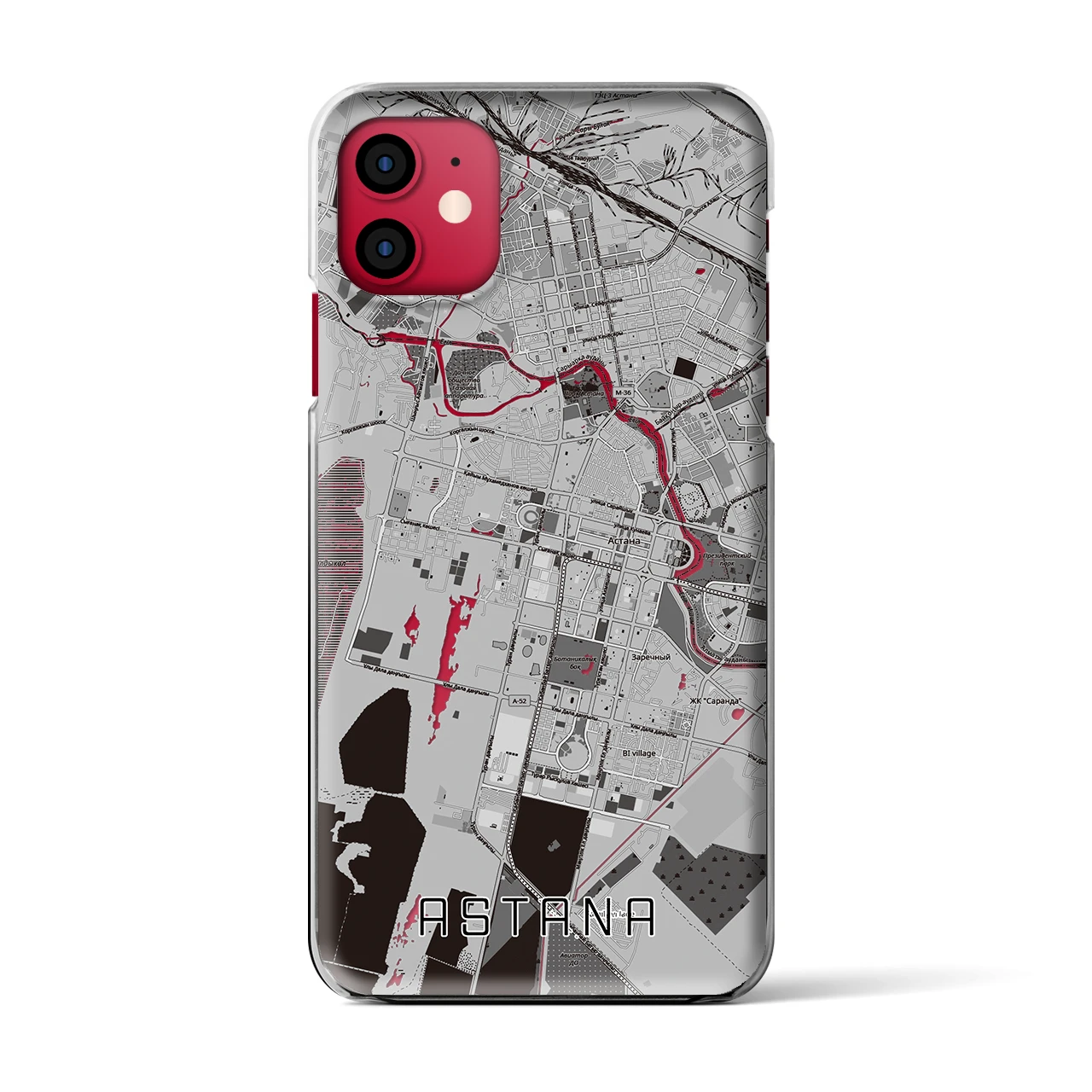 【アスタナ（カザフスタン）】地図柄iPhoneケース（クリアタイプ）