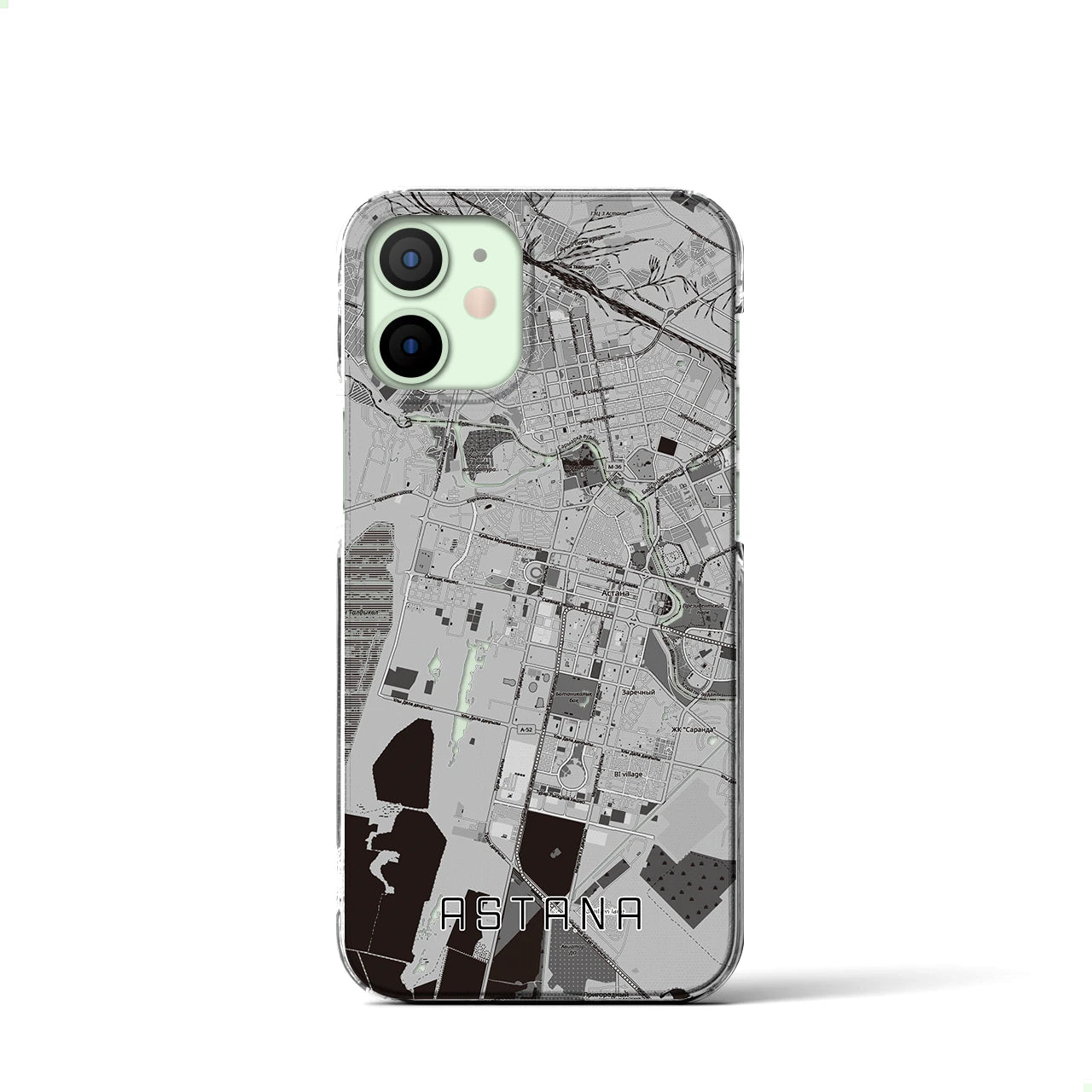 【アスタナ（カザフスタン）】地図柄iPhoneケース（クリアタイプ）