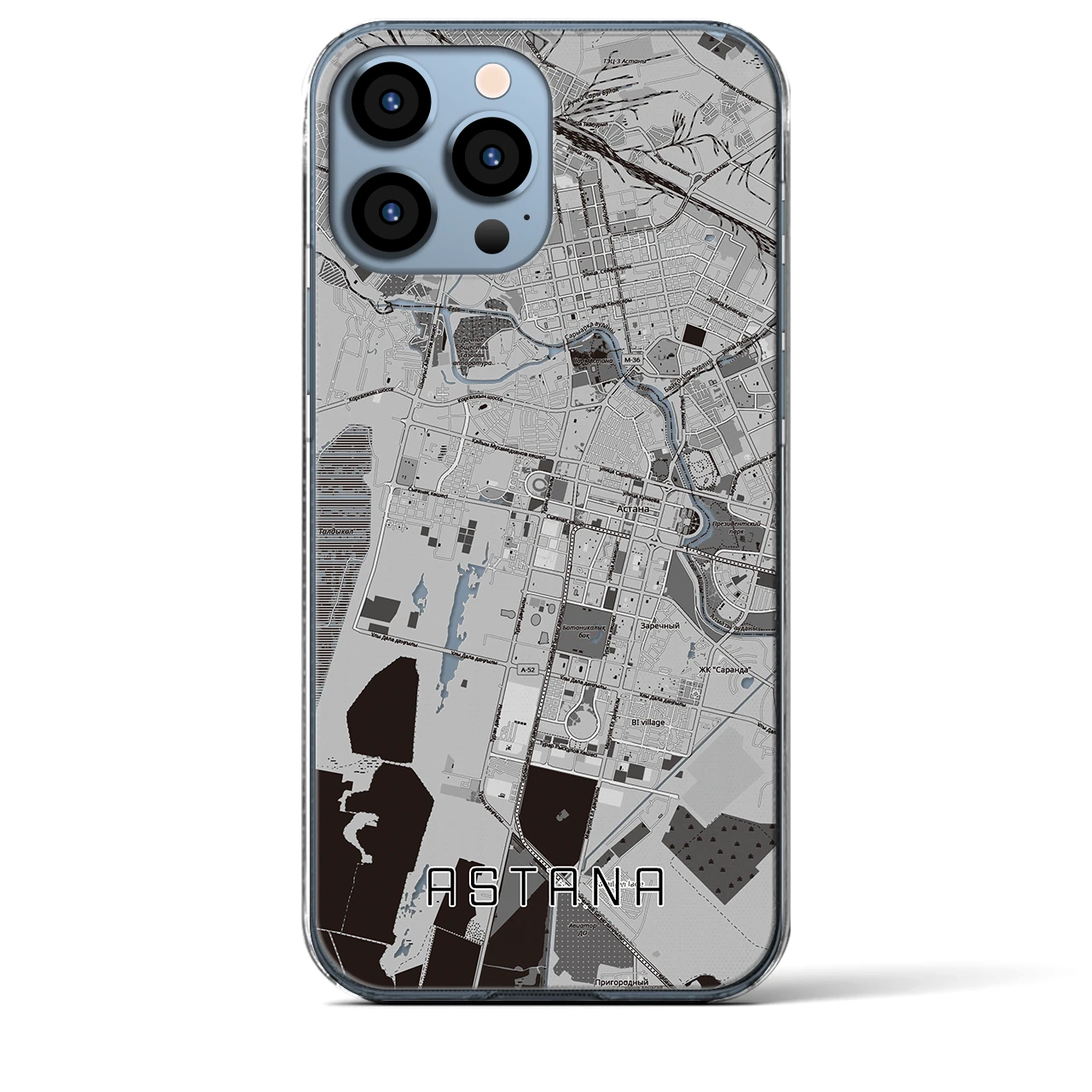 【アスタナ（カザフスタン）】地図柄iPhoneケース（クリアタイプ）