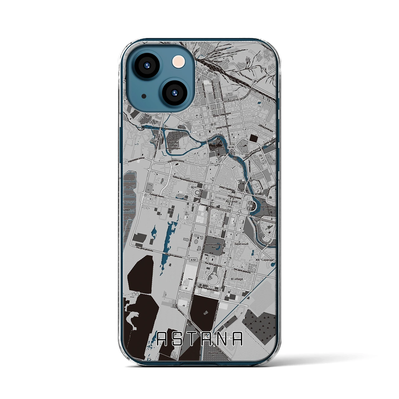 【アスタナ（カザフスタン）】地図柄iPhoneケース（クリアタイプ）