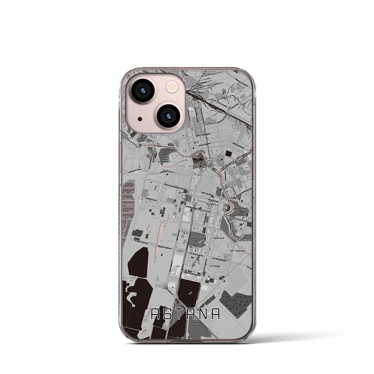 【アスタナ（カザフスタン）】地図柄iPhoneケース（クリアタイプ）